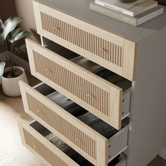 4-Drawer Chest with Gold Handles - Light Oak
