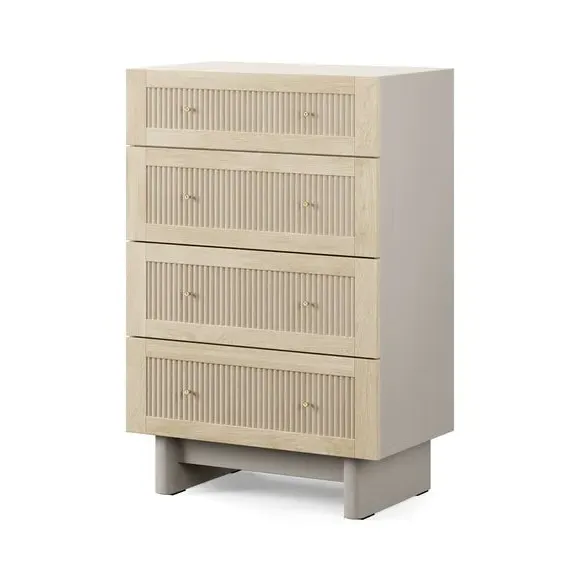 4-Drawer Chest with Gold Handles - Light Oak