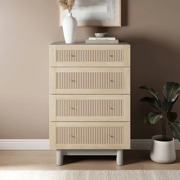 4-Drawer Chest with Gold Handles - Light Oak image