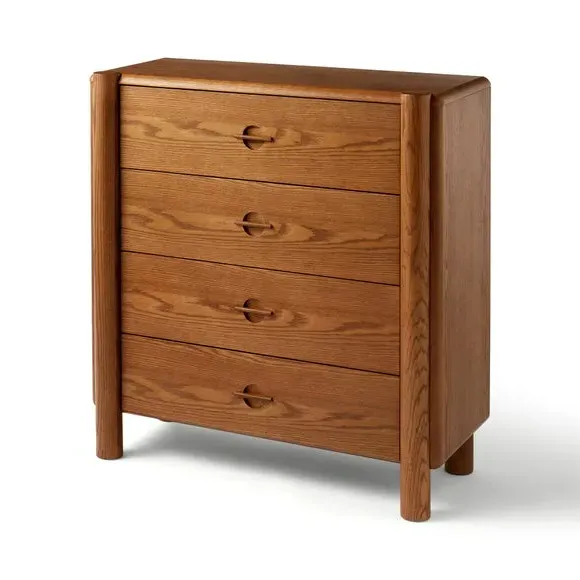 4-Drawer Chest with Groove Handles - Wood