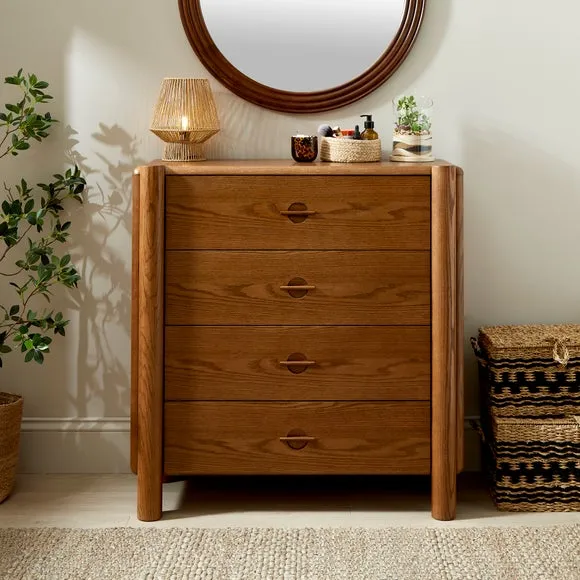 4-Drawer Chest with Groove Handles - Wood image