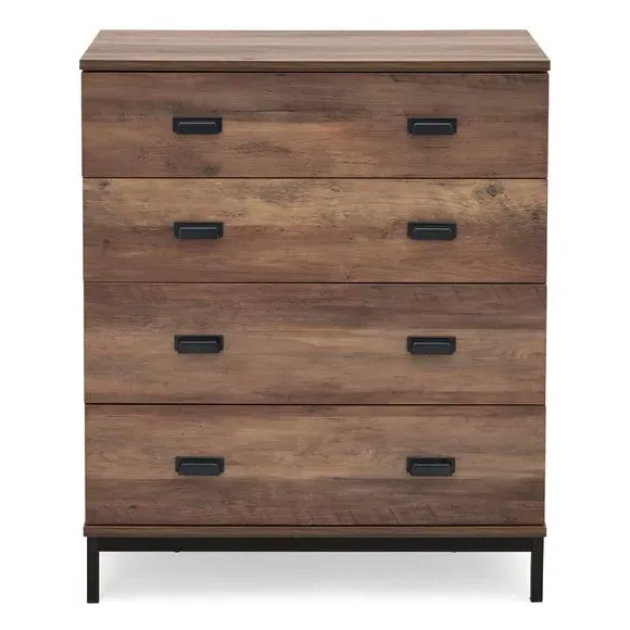 4-Drawer Chest with Metal Base - Pine Effect image