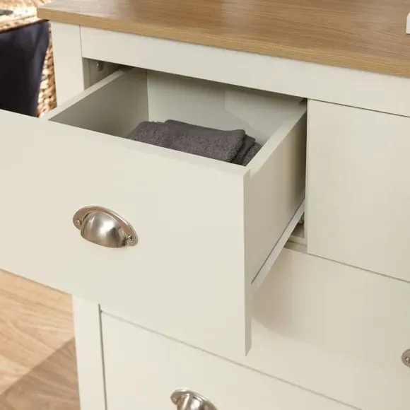 4-Drawer Chest with Oak Top - Cream, Foiled