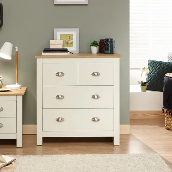 4-Drawer Chest with Oak Top - Cream, Foiled image