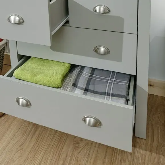 4-Drawer Chest with Oak Top - Grey, Foiled