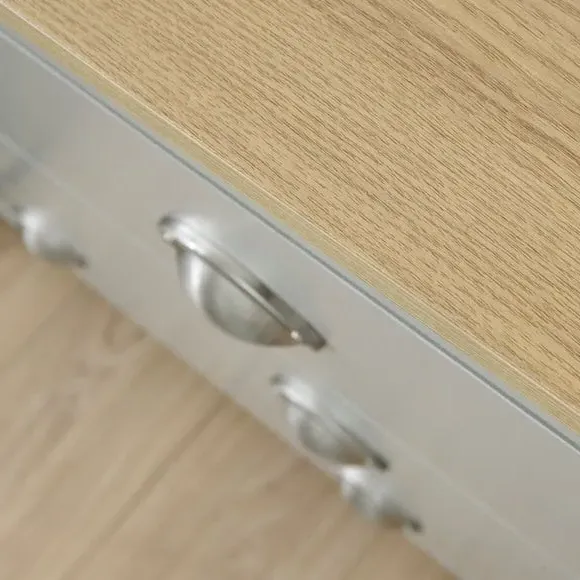 4-Drawer Chest with Oak Top - Grey, Foiled