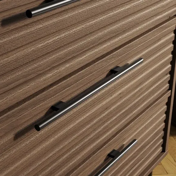 4-Drawer Chest with Ribbed Detail - Walnut, Wood