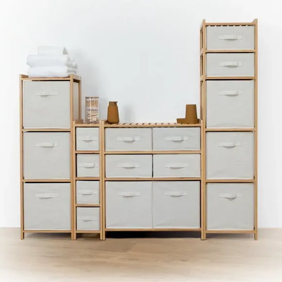 4-Drawer Narrow Storage Unit - White, Bamboo