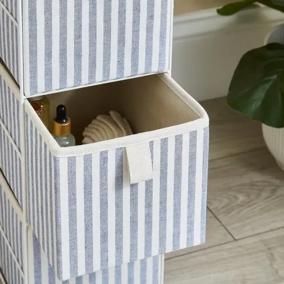 4-Drawer Storage Tower - Blue, Fabric