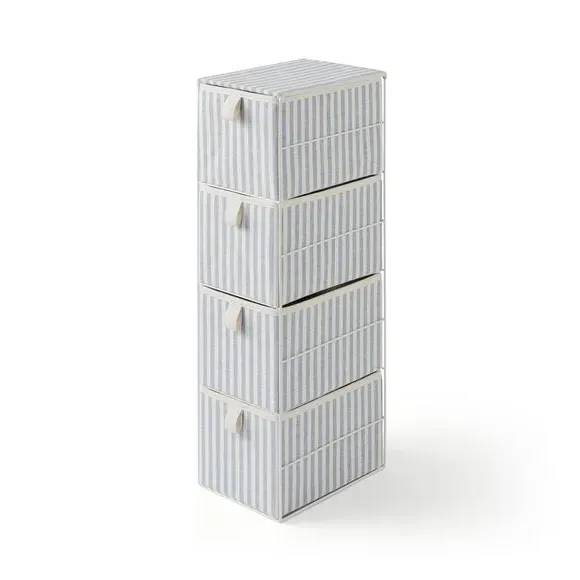 4-Drawer Storage Tower - Blue, Fabric
