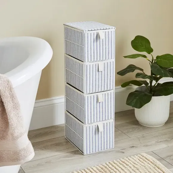 4-Drawer Storage Tower - Blue, Fabric image