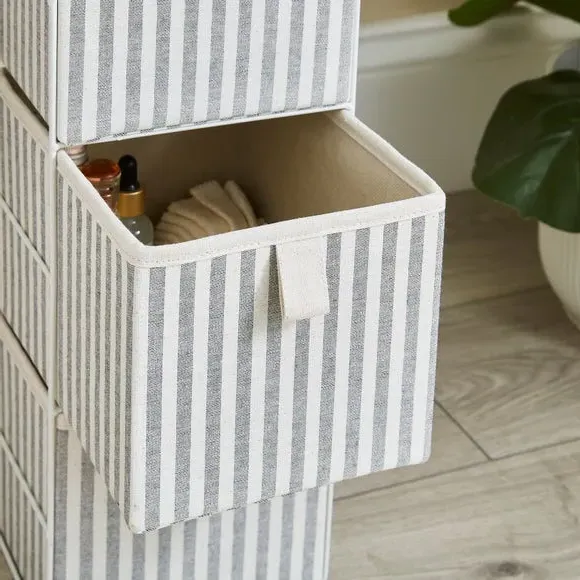 4-Drawer Storage Tower - Grey, Fabric