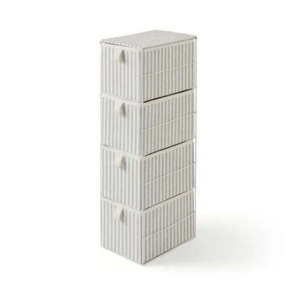 4-Drawer Storage Tower - Grey, Fabric