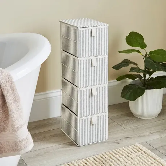 4-Drawer Storage Tower - Grey, Fabric