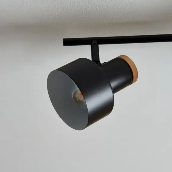 4-Light Adjustable Spotlight Bar - Black, Metal