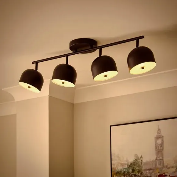 4-Light Adjustable Spotlight Bar - Black, Metal