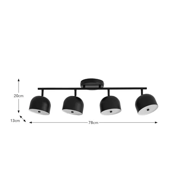 4-Light Adjustable Spotlight Bar - Black, Metal
