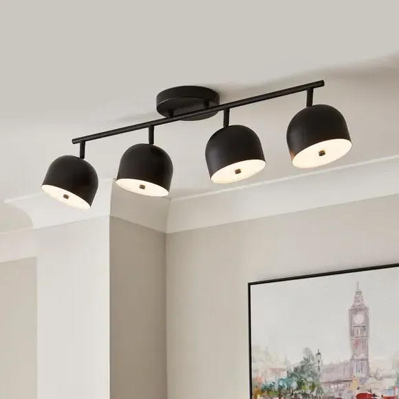 4-Light Adjustable Spotlight Bar - Black, Metal
