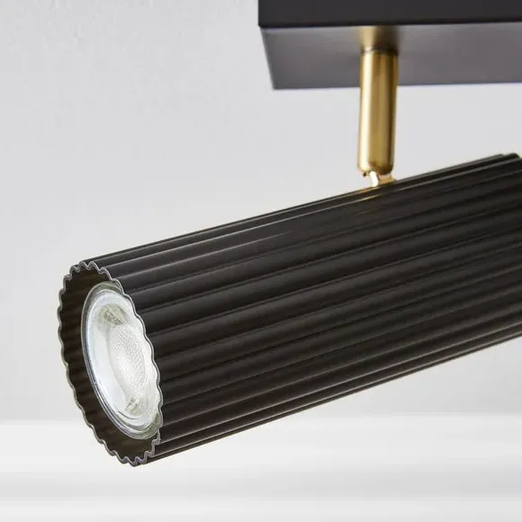 4-Light Adjustable Spotlight Bar - Black, Metal