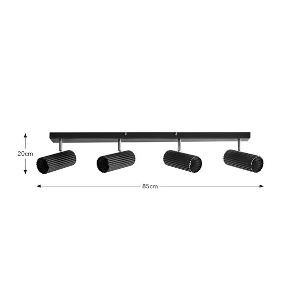 4-Light Adjustable Spotlight Bar - Black, Metal