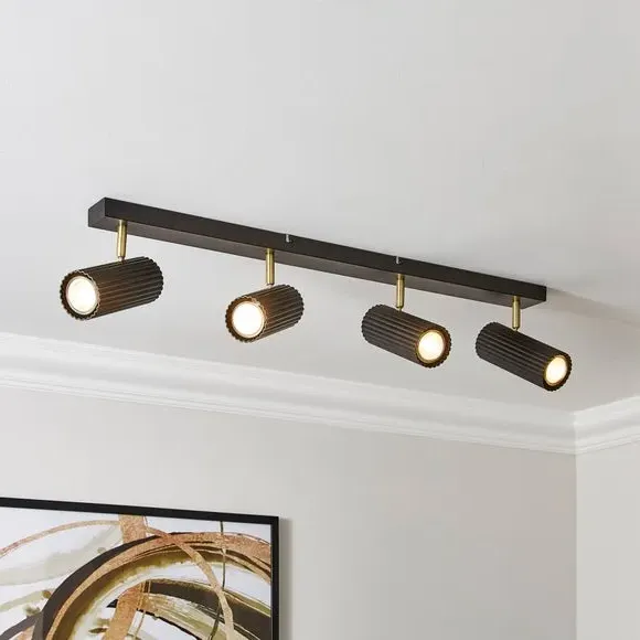 4-Light Adjustable Spotlight Bar - Black, Metal image
