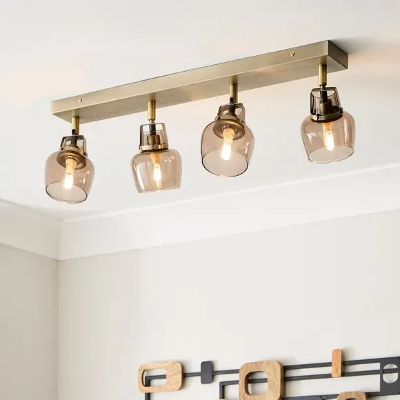 4-Light Adjustable Spotlight Bar - Brass, Metal image