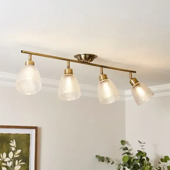 4-Light Adjustable Spotlight Bar - Brass image