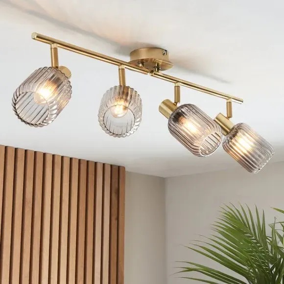 4-Light Adjustable Spotlight Bar - Gold, Metal image