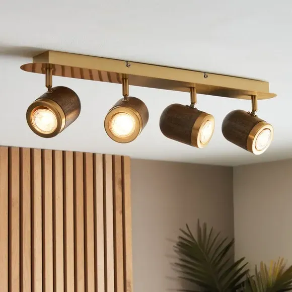 4 Light Adjustable Spotlight Bar - Gold, Metal image
