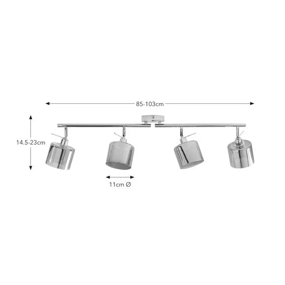 4-Light Adjustable Spotlight Bar - Silver, Chrome
