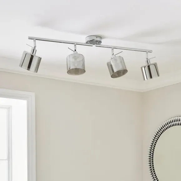 4-Light Adjustable Spotlight Bar - Silver, Chrome