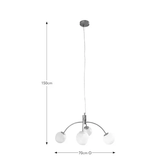 4-Light Ceiling Light with Dimpled Glass - White