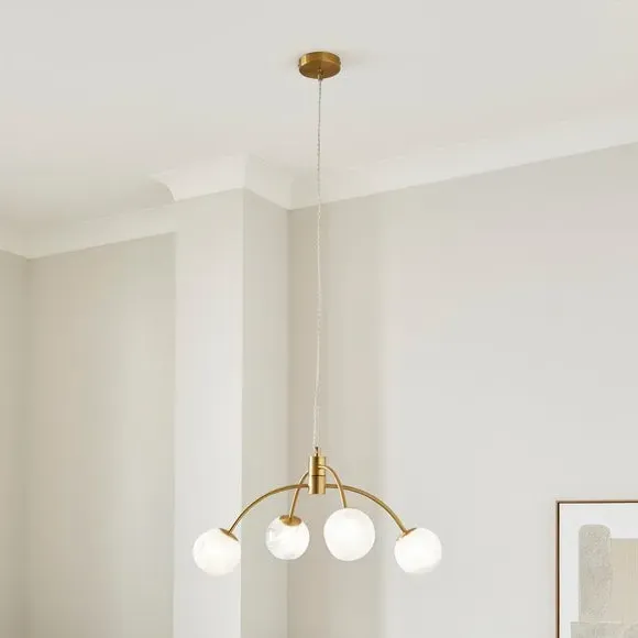 4-Light Ceiling Light with Dimpled Glass - White image
