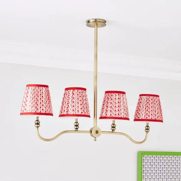 4 Light Diner Ceiling Light - Red, Brass