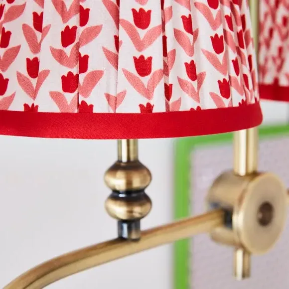 4 Light Diner Ceiling Light - Red, Brass