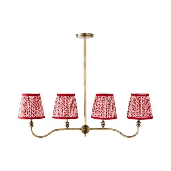 4 Light Diner Ceiling Light - Red, Brass