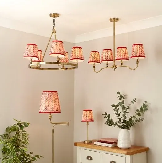 4 Light Diner Ceiling Light - Red, Brass