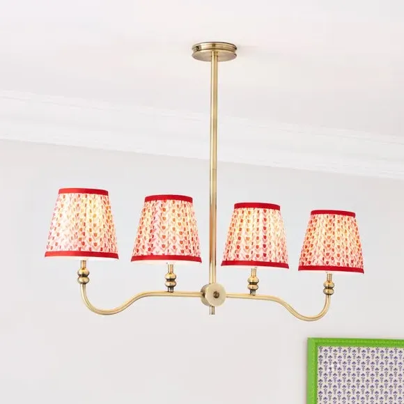 4 Light Diner Ceiling Light - Red, Brass image