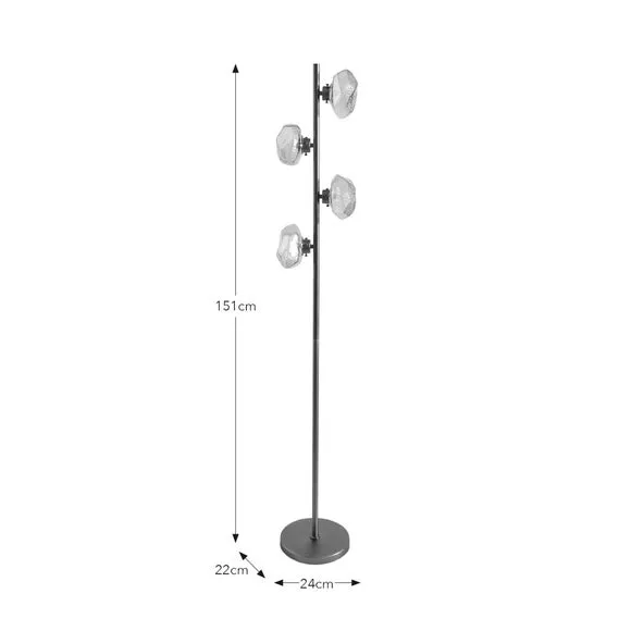 4-Light Floor Lamp Industrial Style - Gold, Metal
