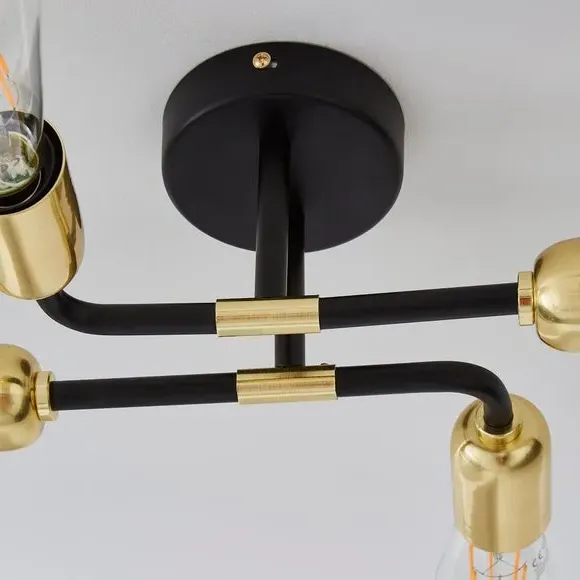 4 Light Flush Ceiling Light - Black