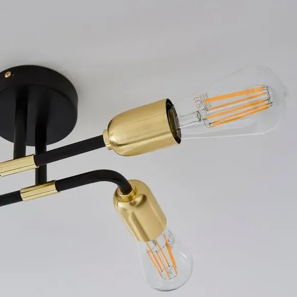 4 Light Flush Ceiling Light - Black