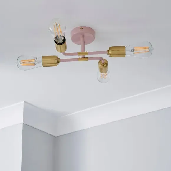 4 Light Flush Ceiling Light - Blush