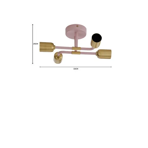 4 Light Flush Ceiling Light - Blush