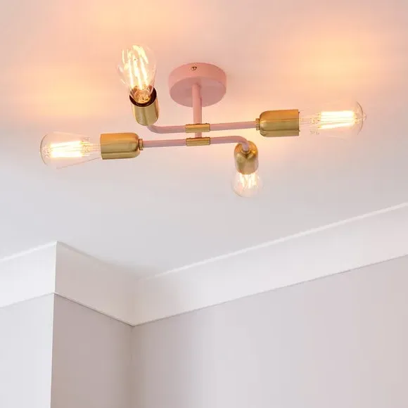 4 Light Flush Ceiling Light - Blush