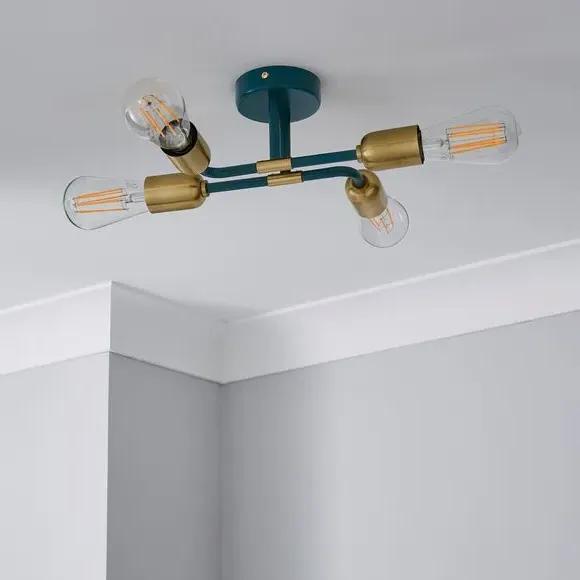 4 Light Flush Ceiling Light - Peacock