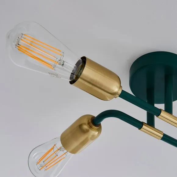 4 Light Flush Ceiling Light - Peacock