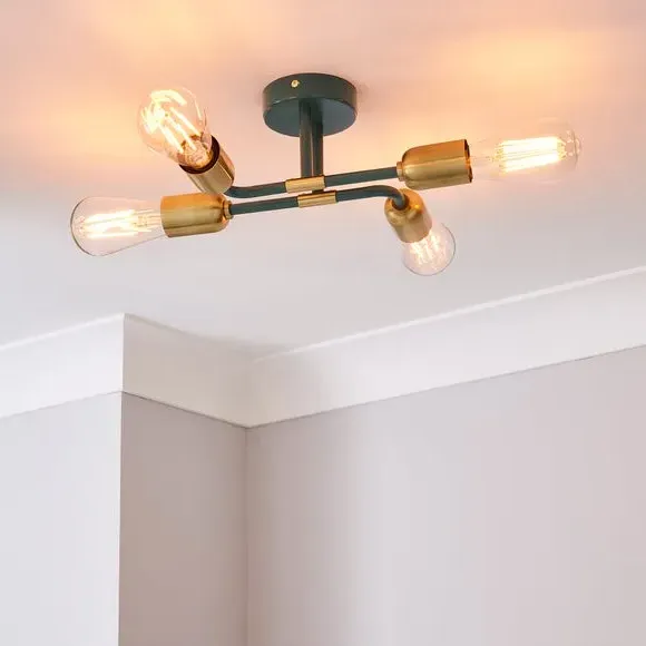 4 Light Flush Ceiling Light - Peacock