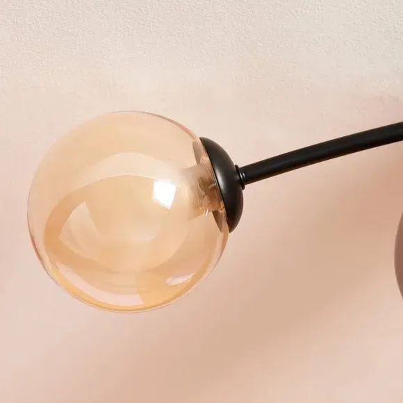 4-Light Semi Flush Ceiling Light - Black, Metal