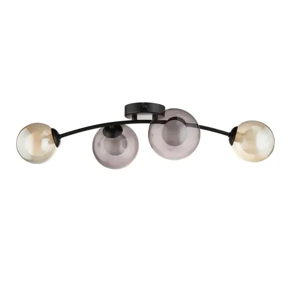 4-Light Semi Flush Ceiling Light - Black, Metal