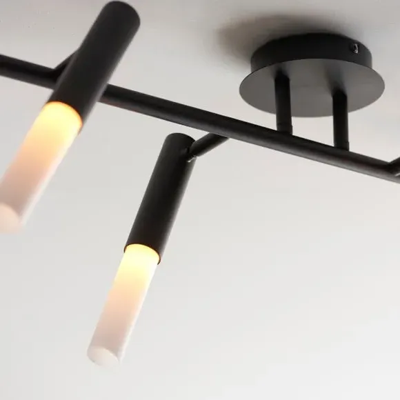4-Light Semi Flush Ceiling Light - Black, Metal